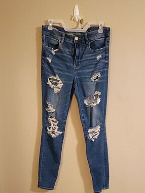 American Eagle Outfitters Distressed Blue Skinny Jeans